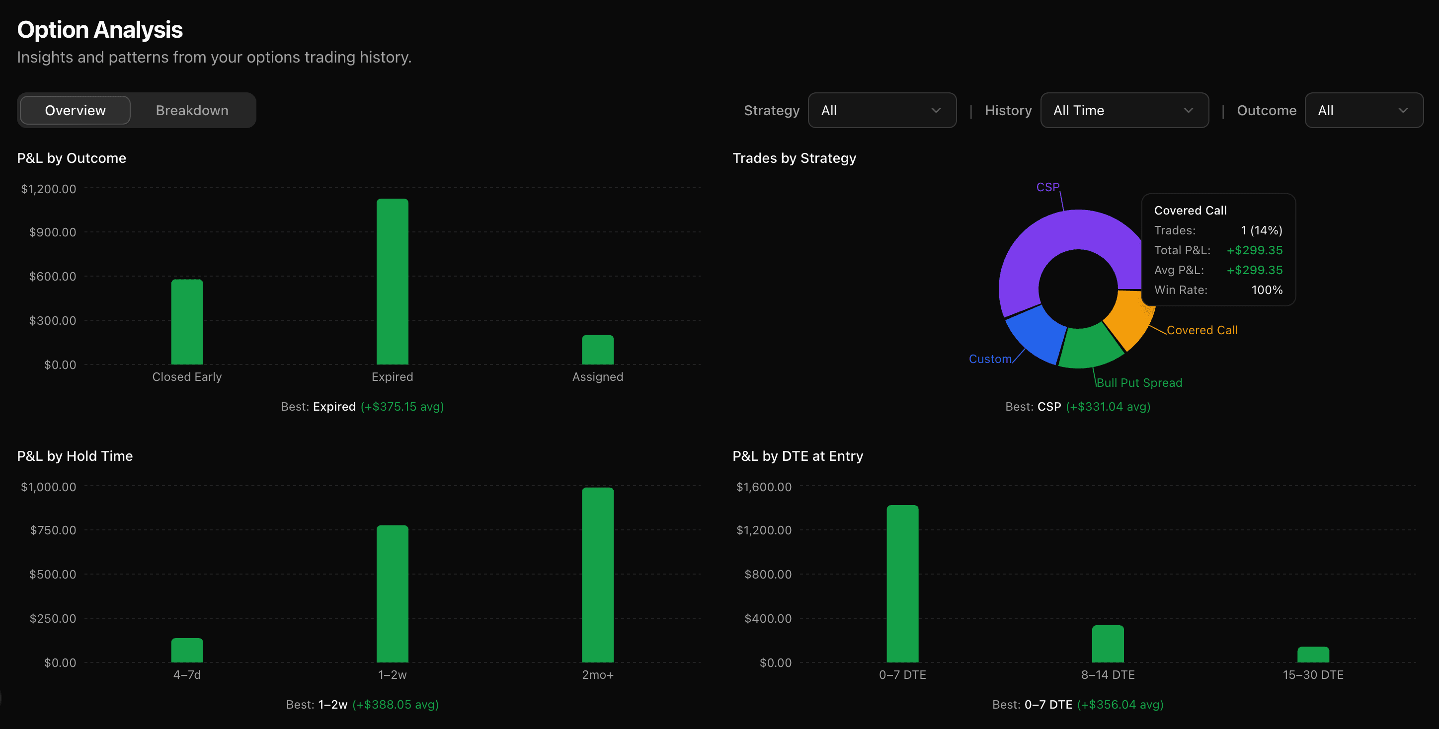 TickerScribe Option Analysis screen